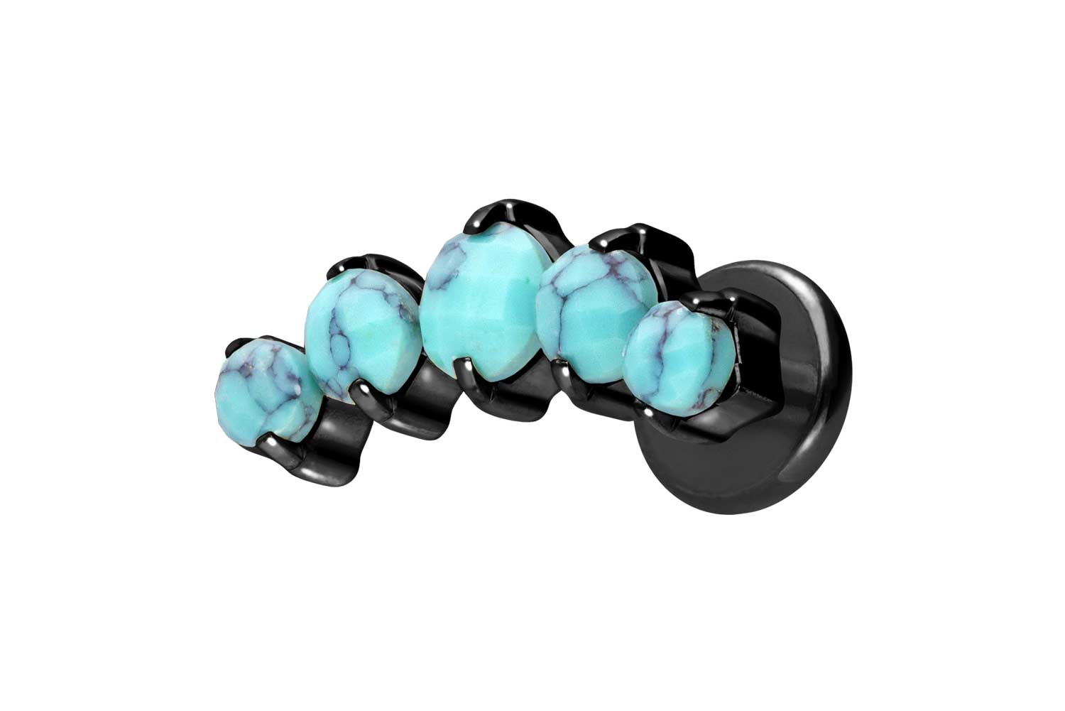 Titan Labret Piercing mit Innengewinde 5 SYNTHETISCHE TÜRKISE